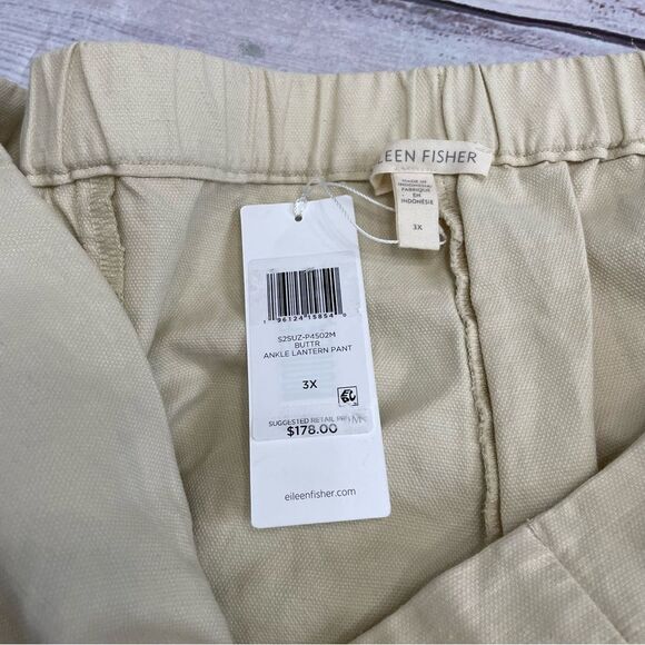 Eileen Fisher Organic Cotton Hemp Lantern Pant Butter NEW With Tags Size 3X - Picture 10 of 11